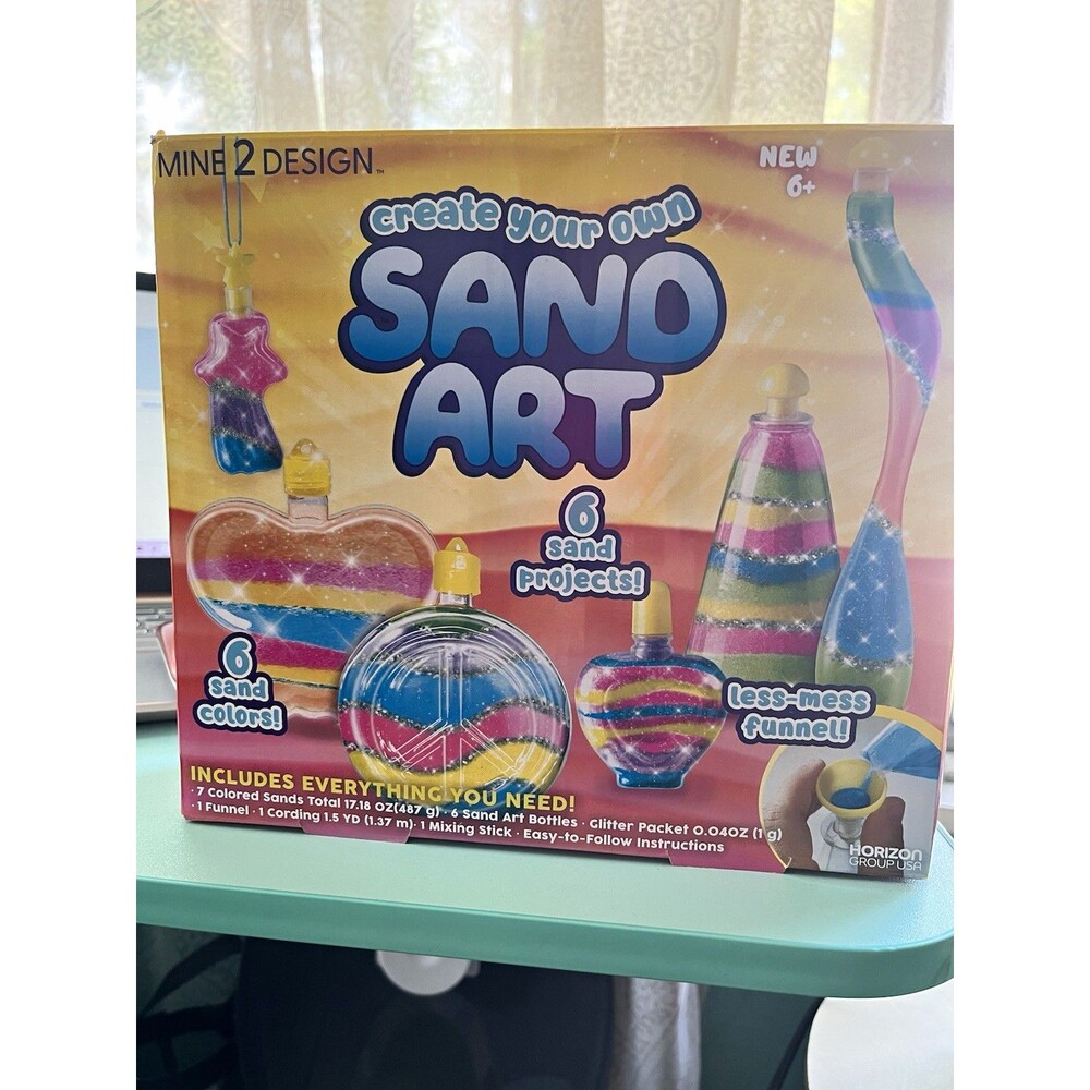 Mine 2 Design Create Your Own Sand Art Kit, 6 Projects, 6 Colors, Funnel